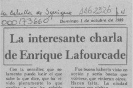 La interesante charla de Enrique Lafourcade  [artículo] Dr. Sergio Morales.
