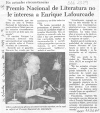 Premio Nacional de Literatura no le interesa a Enrique Lafourcade
