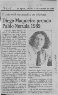 Diego Maquieira premio Pablo Neruda 1989  [artículo].