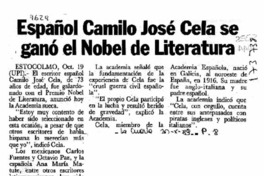Español Camilo José Cela se ganó el Nobel de Literatura  [artículo].
