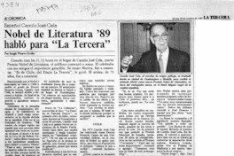 Nobel de Literatura '89 habló para "La Tercera"  [artículo] Sergio Pizarro Greibe.