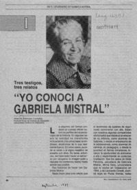 "Yo conocí a Gabriela Mistral"  [artículo] Alvaro M. Valenzuela Fuenzalida.