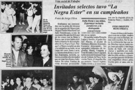 Invitados selectos tuvo "La negra Ester" en su cumpleaños  [artículo] Jorge Oliva.