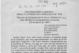 Colonización alemana, épica y leyenda del paralelo 40 sur  [artículo] Delia Domínguez.