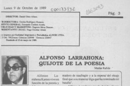 Alfonso Larrahona, quijote de la poesía  [artículo] Matías Rafide.