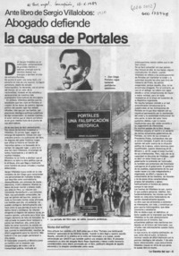 Ante libro de Sergio Villalobos, abogado defiende la causa de Portales