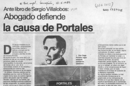 Ante libro de Sergio Villalobos, abogado defiende la causa de Portales