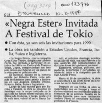 "Negra Ester" invitada a Festival de Tokio  [artículo].