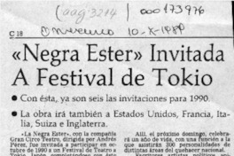 "Negra Ester" invitada a Festival de Tokio  [artículo].