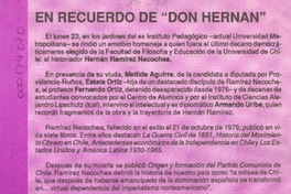 En recuerdo de "don Hernán"  [artículo].