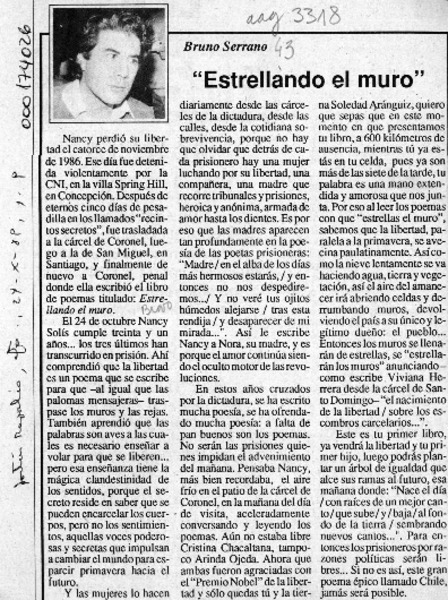 "Estrellando el muro"  [artículo] Bruno Serrano.