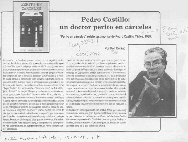 Pedro Castillo, un doctor perito en cárceles  [artículo] Poli Délano.