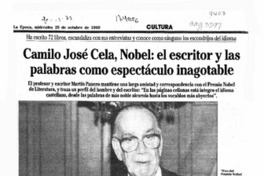 Camilo José Cela, Nobel, el escritor y las palabras como espectáculo inagotable  [artículo] Martín Panero.
