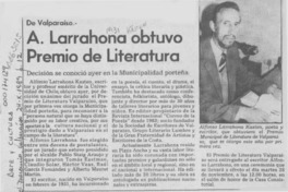 A. Larrahona obtuvo Premio de Literatura  [artículo].
