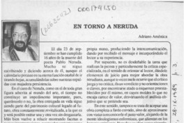 En torno a Neruda  [artículo] Adriano Améstica.