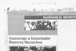 Homenaje a historiador Ramírez Necochea  [artículo].