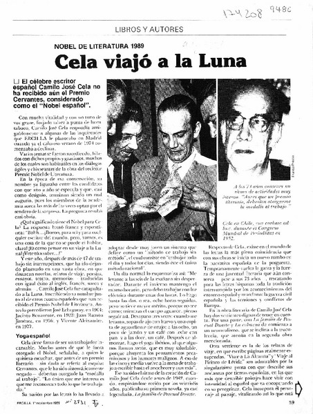 Cela viajó a la luna  [artículo] Rafael López F.