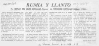 Rumia y llanto por Hernán del Solar Aspillaga  [artículo] Carlos René Correa.