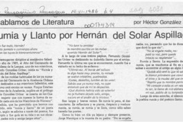 "Rumia y llanto por Hernán del Solar Aspillaga"  [artículo] Héctor González Valenzuela.