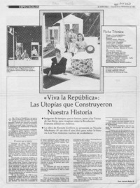 "Viva la república", las utopías que construyeron nuestra historia  [artículo] Juan Antonio Muñoz H.