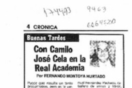 Con Camilo José Cela en la Real Academia  [artículo] Fernando Montoya Hurtado.