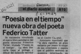 "Poesía en el tiempo" nueva obra del poeta Federico Tatter  [artículo].