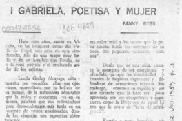 Gabriela, poetisa y mujer  [artículo] Fanny Ross.