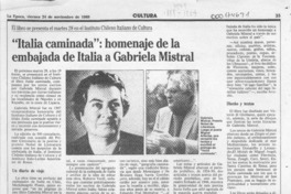 "Italia caminada", homenaje de la embajada de Italia a Gabriela Mistral  [artículo].