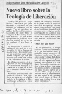 Nuevo libro sobre la Teología de Liberación  [artículo].
