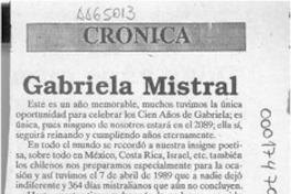 Gabriela Mistral  [artículo] Viviana Benz Elgueta.