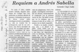 Requiem a Andrés Sabella  [artículo] Gerardo Claps Gallo.