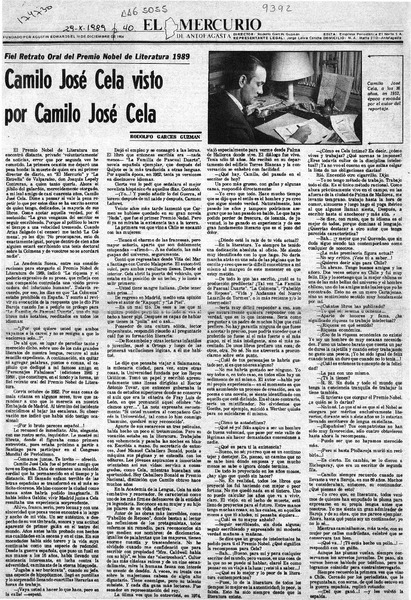 Camilo José Cela visto por Camilo José Cela  [artículo] Rodolfo Garcés Guzmán.