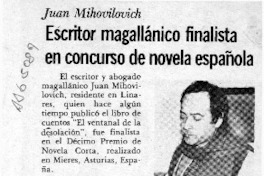 Escritor magallánico finalista en concurso de novela española  [artículo].