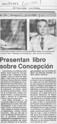 Presentan libro sobre Concepción  [artículo].