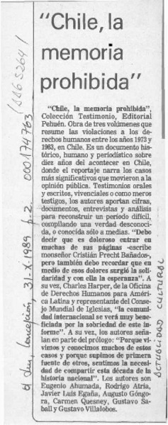 "Chile, la memoria prohibida"  [artículo].