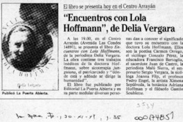 "Encuentros con Lola Hoffmann", de Delia Vergara  [artículo].