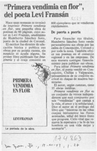 "Primera vendimia en flor", del poeta Levi Fransán  [artículo].
