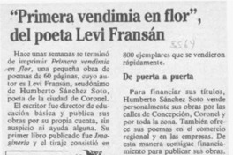 "Primera vendimia en flor", del poeta Levi Fransán  [artículo].
