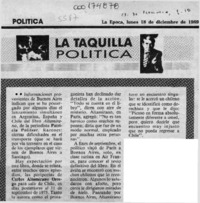 La Taquilla política  [artículo].