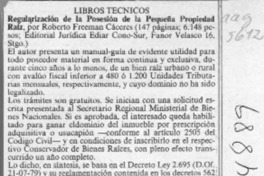 Regularización de la posesión de la pequeña propiedad raíz  [artículo] Osvaldo Torres-Ahumada.