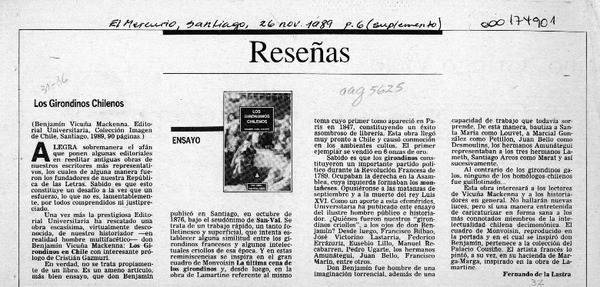 Los Girondinos chilenos  [artículo] Fernando de la Lastra.