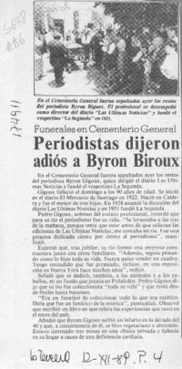 Periodistas dijeron adiós a Byron Gigoux  [artículo].