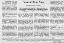 Ha vuelto Jorge Tapia  [artículo] Eduardo Jara Miranda.
