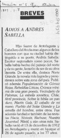Adiós a Andrés Sabella  [artículo].