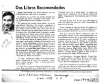 Dos libros recomendados  [artículo] Antonio Rojas Gómez.