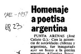 Homenaje a poetisa argentina  [artículo] José Calisto G.