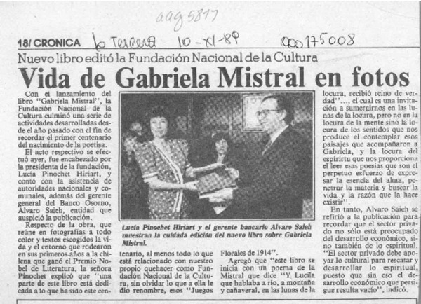 Vida de Gabriela Mistral en fotos  [artículo].