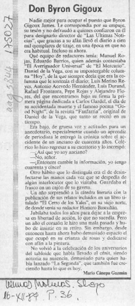 Don Byron Gigoux  [artículo] Mario Cánepa Guzmán.