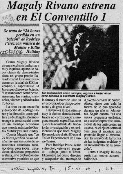 Magaly Rivano estrena en El Conventillo 1  [artículo].