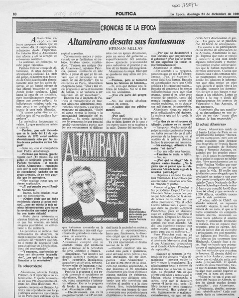 Altamirano desata sus fantasmas  [artículo] Hernán Millas.